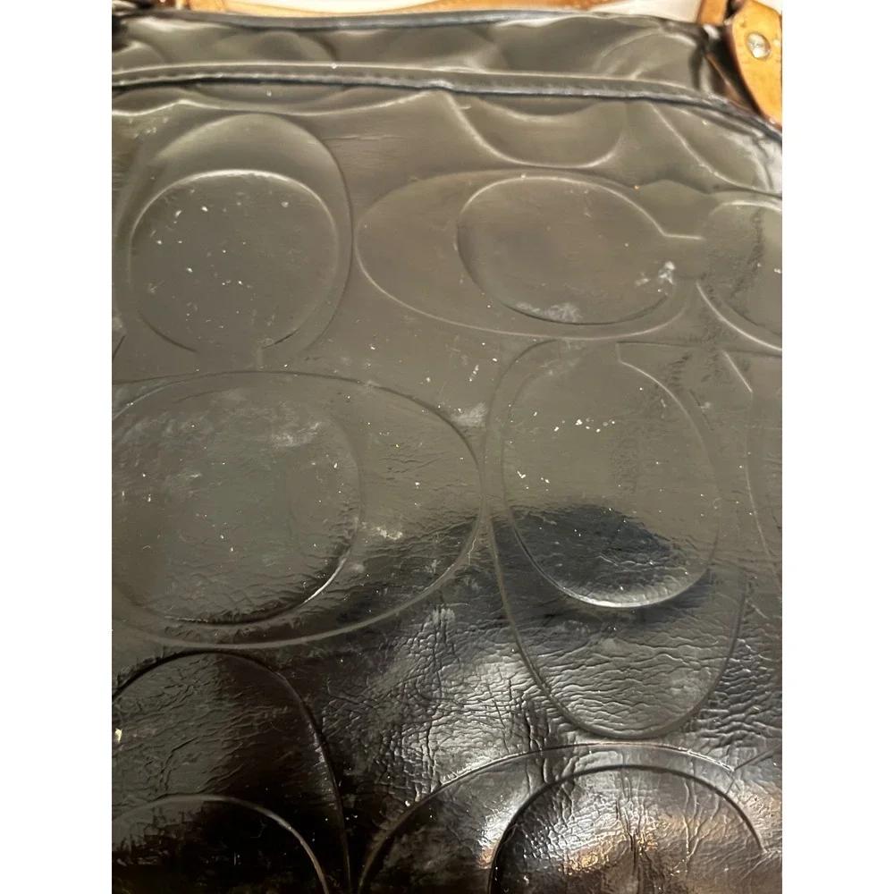Coach Embossed Patent Leather  Signature C Tote Bag Black F14663 READ